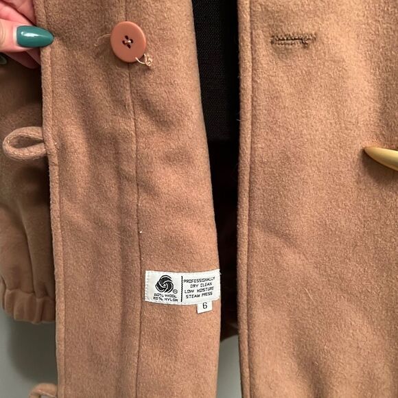 JG Hook Women's Tan Long Sleeve Wool Blend Toggle Closure Jacket Coat - Picture 9 of 9